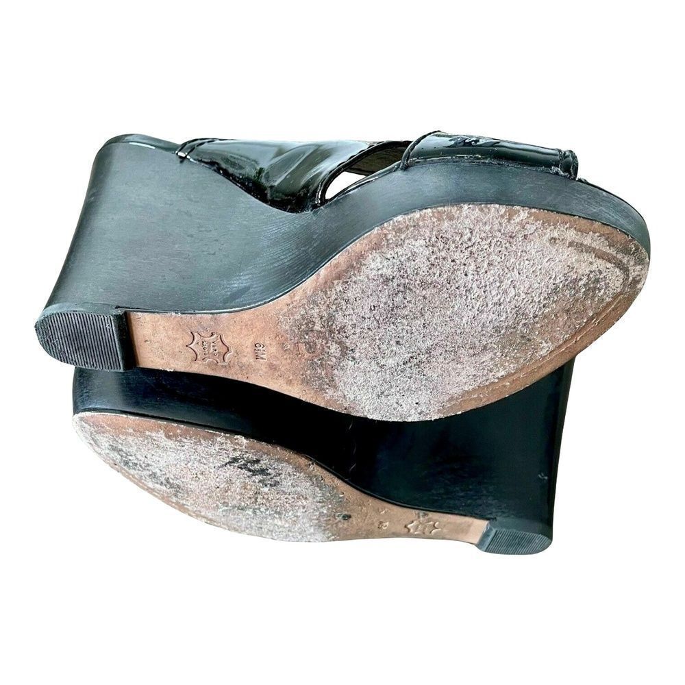 Joan & David Womens Avery Wedges Black Patent Leather Peep Toes Shoes 6.5 M - Picture 8 of 10